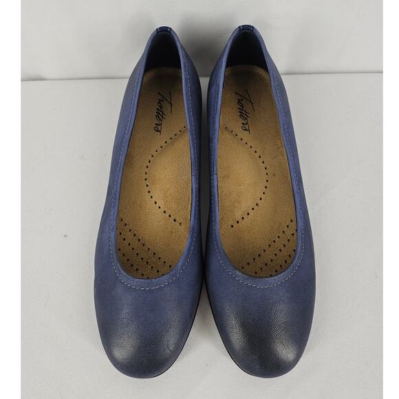 Trotters Women's Darcey Blue Leather Ballet Flats - Size 8M - Picture 2 of 12